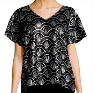NWT Cremieux Art Deco Sequenced Top